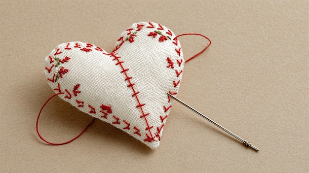 Ręcznie haftowany motyw serca